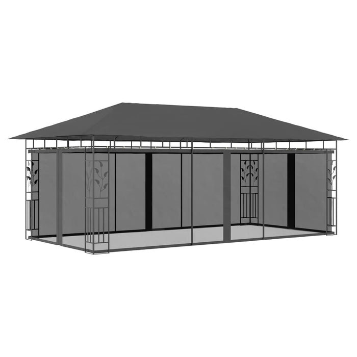 Paviljong med myggnett 6x3x2,73 m antrasitt