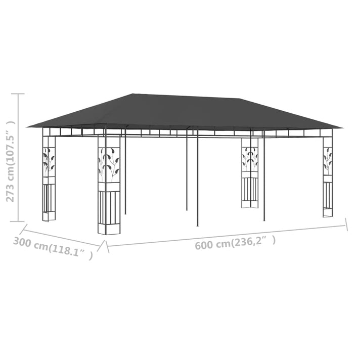 Paviljong med myggnett 6x3x2,73 m antrasitt