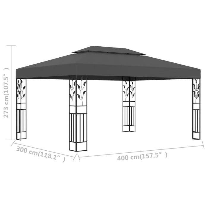 Paviljong med dobbelt tak 3x4 m antrasitt