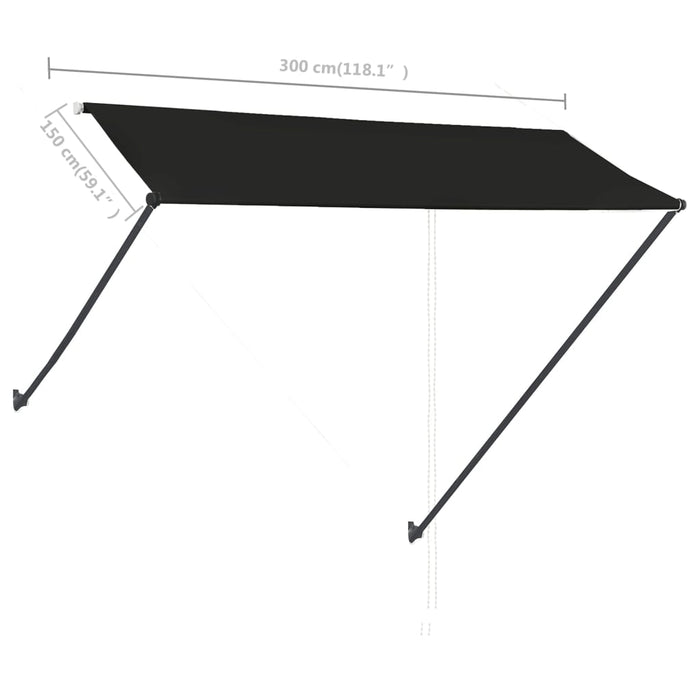 Uttrekkbar markise med LED 300x150 cm antrasitt