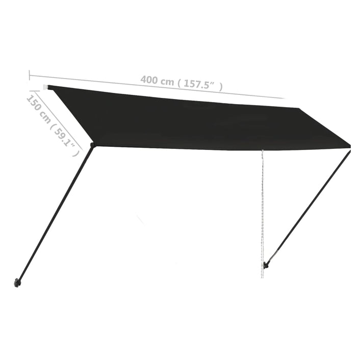 Uttrekkbar markise med LED 400x150 cm antrasitt