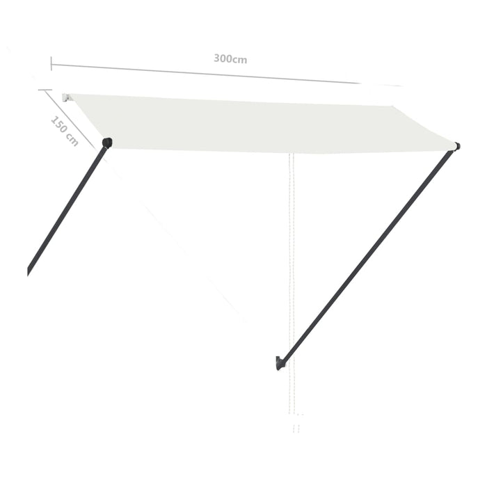 Uttrekkbar markise med LED 300x150 cm kremhvit