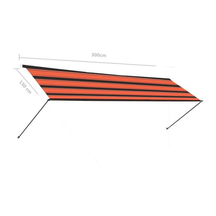 Uttrekkbar markise med LED 300x150 cm oransje og brun