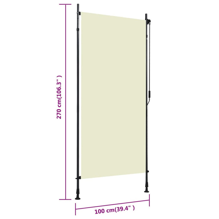 Utendørs rullegardin 100x270 cm kremhvit