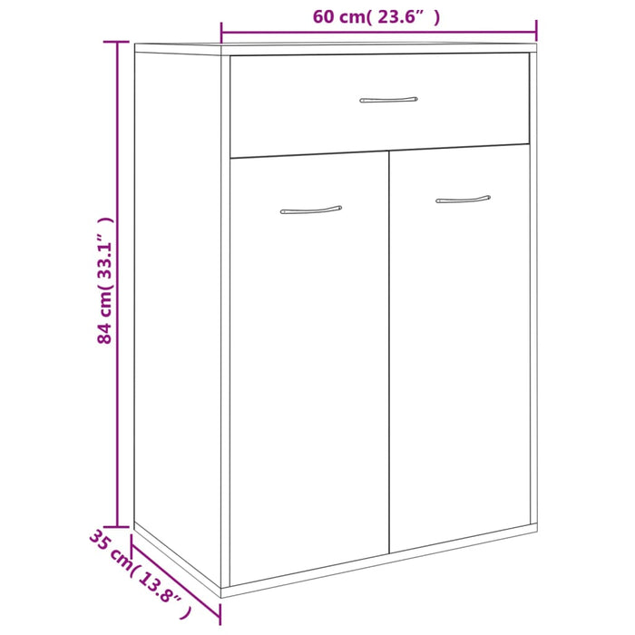 Skoskap betonggrå 60x35x84 cm konstruert tre