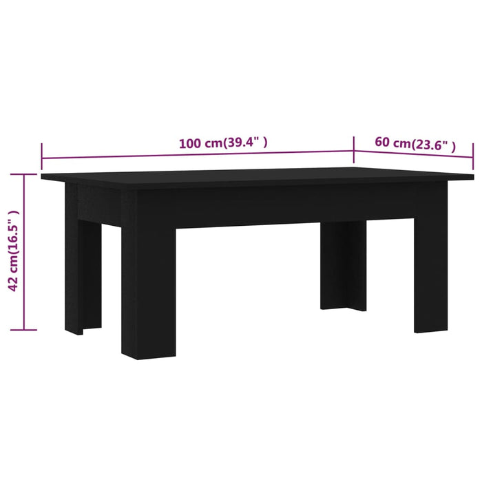 Salongbord svart 100x60x42 cm sponplate