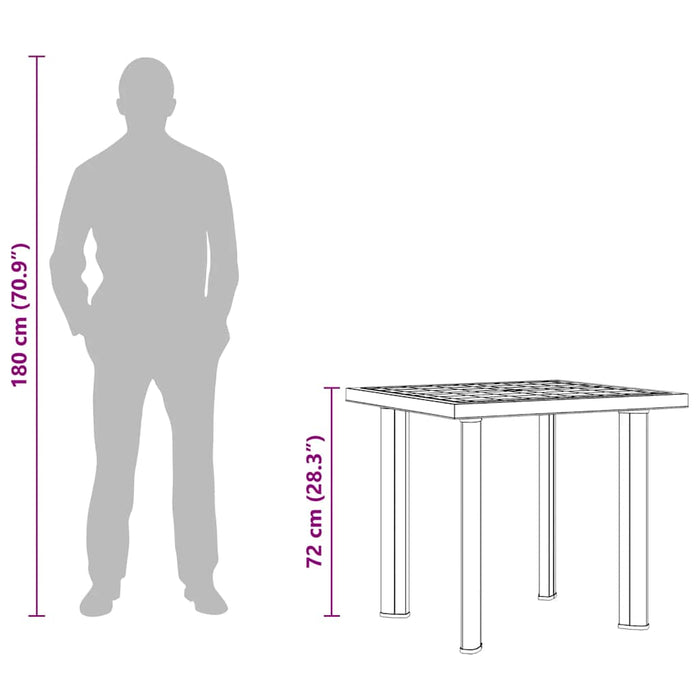 Hagebord hvit 80x75x72 cm plast