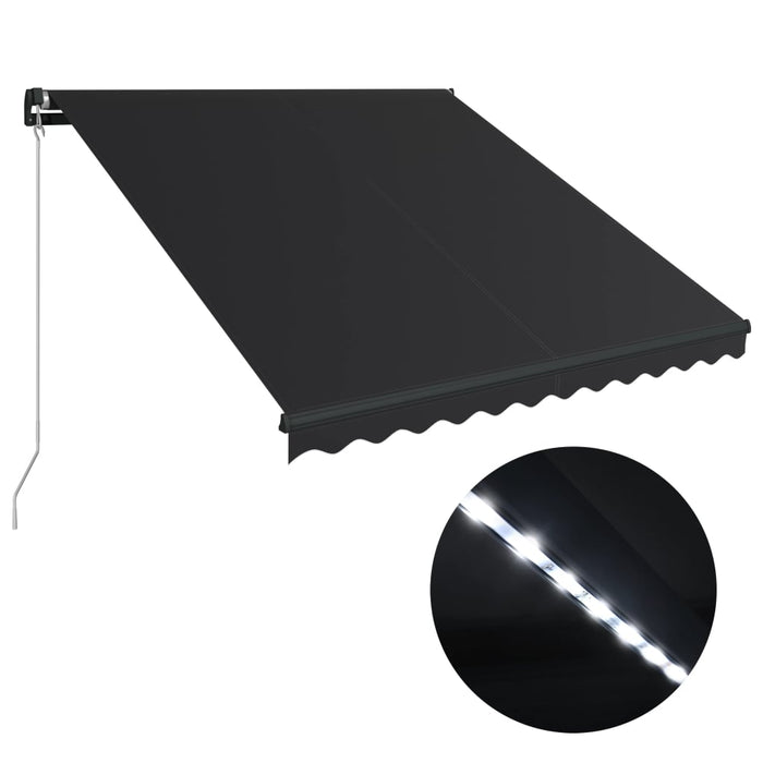 Manuell uttrekkbar markise med LED 350x250 cm antrasitt