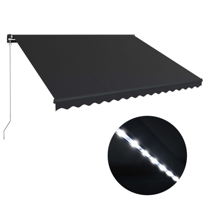 Manuell uttrekkbar markise med LED 400x300 cm antrasitt