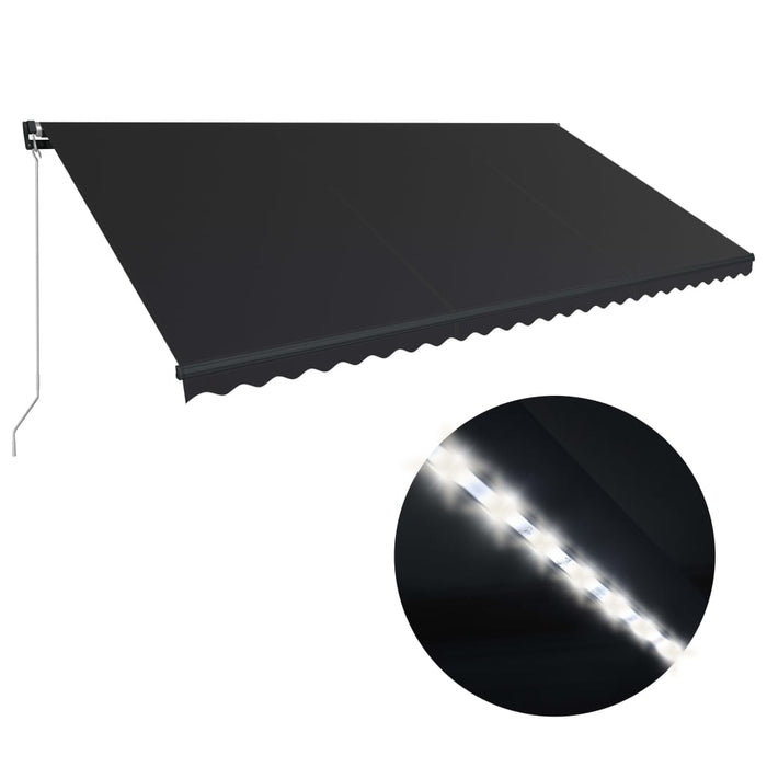 Manuell uttrekkbar markise med LED 600x300 cm antrasitt