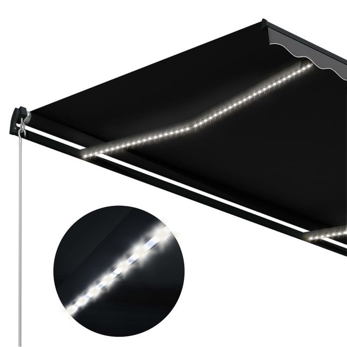 Manuell uttrekkbar markise med LED 600x300 cm antrasitt