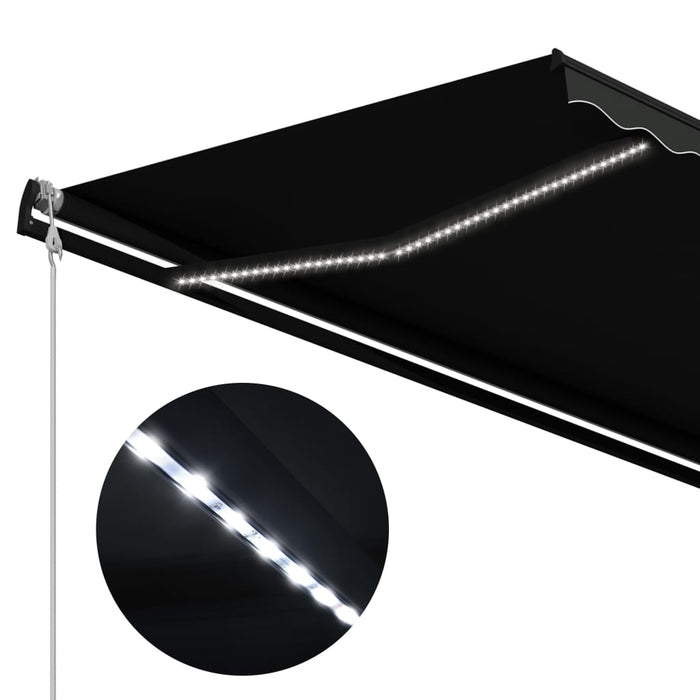 Uttrekkbar markise med vindsensor og LED 350x250 cm antrasitt