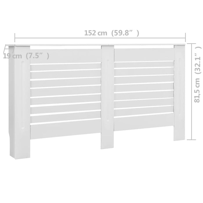 Radiatordeksler 2 stk hvit 152x19x81,5 cm MDF