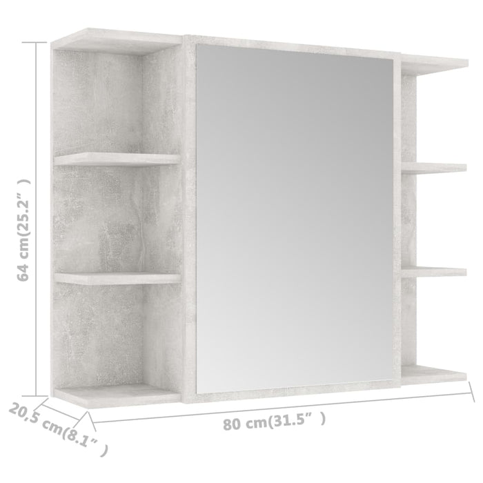 Speilskap til baderom betonggrå 80x20,5x64 cm konstruert tre