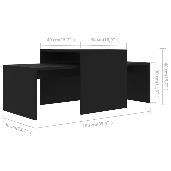 Salongbordsett svart 100x48x40 cm sponplate