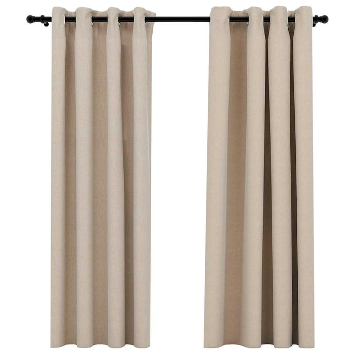 Lystette gardiner maljer og lin-design 2 stk beige 140x175 cm