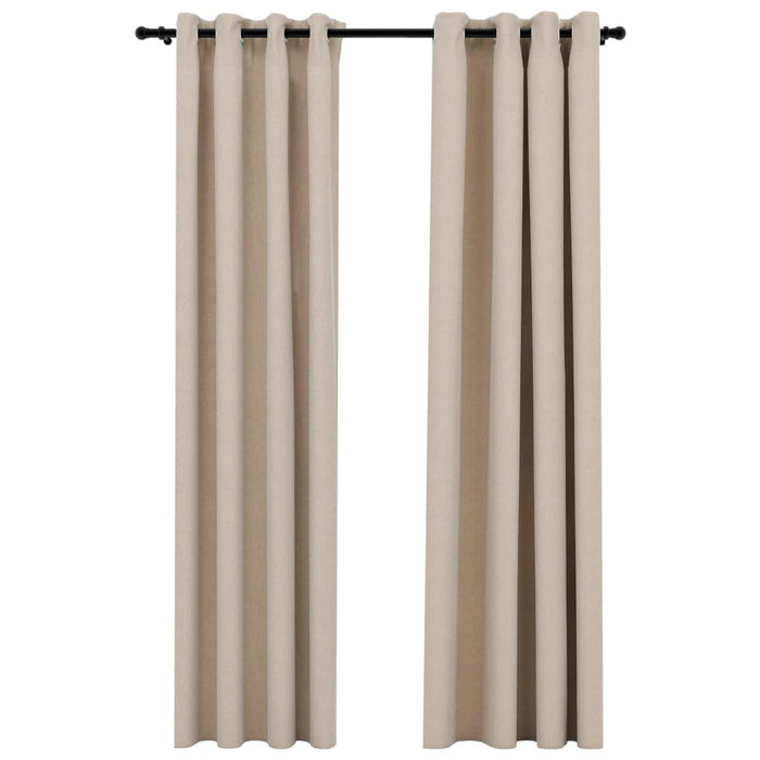 Lystette gardiner maljer og lin-design 2 stk beige 140x225 cm