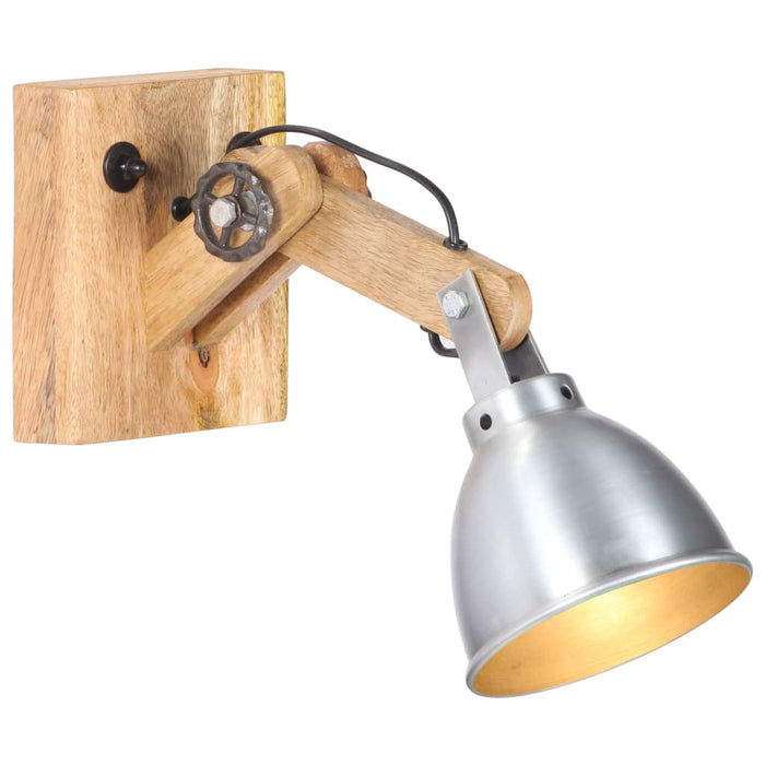 Vegglampe E27 sølv heltre mango og jern