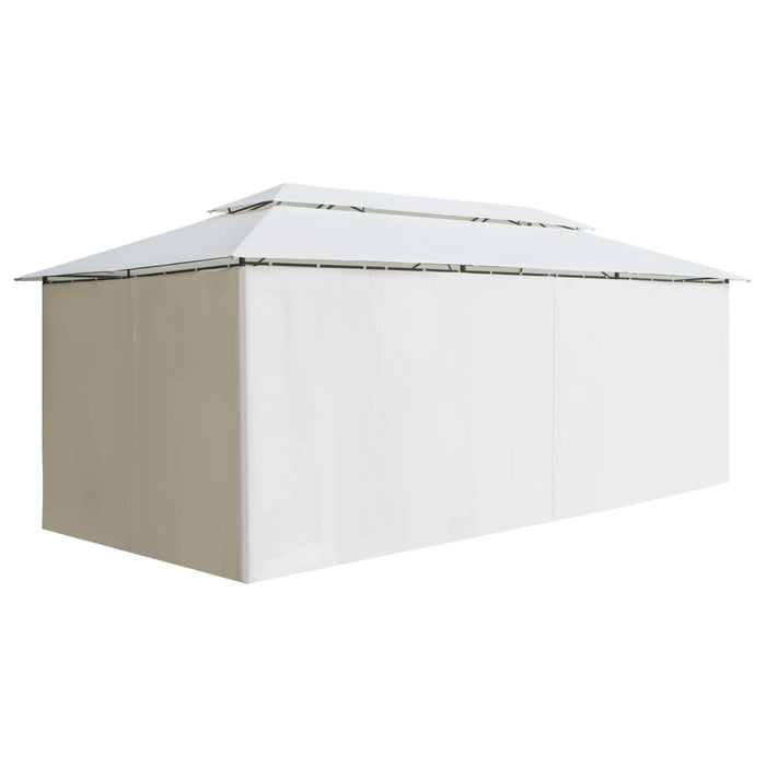 Paviljong med gardiner 600x298x270 cm hvit 180g/m²