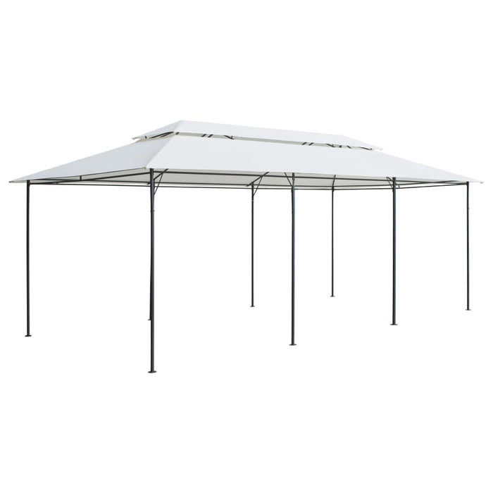 Paviljong med gardiner 600x298x270 cm hvit 180g/m²