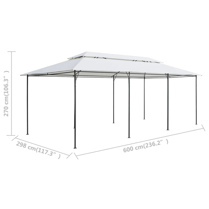 Paviljong med gardiner 600x298x270 cm hvit 180g/m²