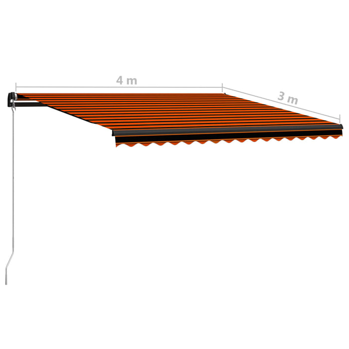 Manuell uttrekkbar markise 400x300 cm oransje og brun