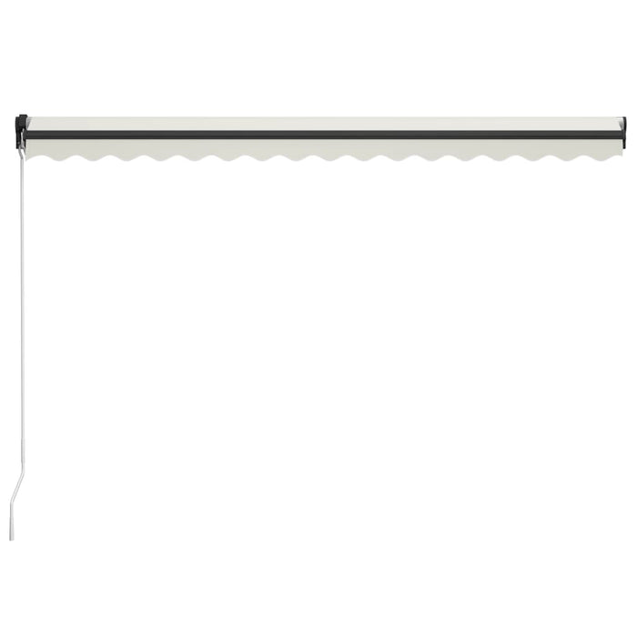 Manuell uttrekkbar markise med LED 400x300 cm kremhvit