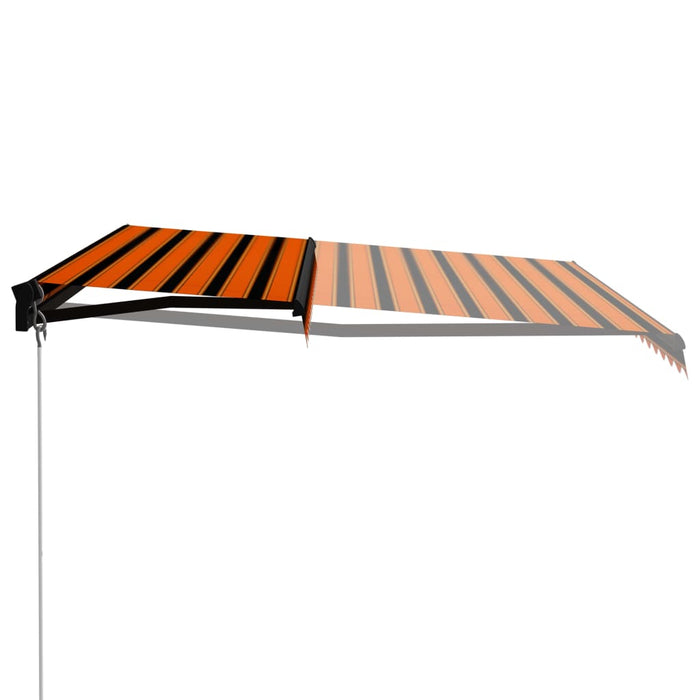 Manuell uttrekkbar markise med LED 450x300 cm oransje og brun