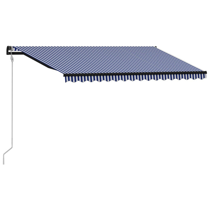 Automatisk inntrekkbar markise 400x300 cm blå og hvit