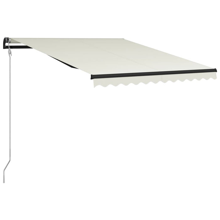 Uttrekkbar markise med vindsensor og LED 300x250 cm kremhvit