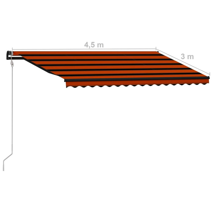 Uttrekkbar markise med vindsensor LED 450x300cm oransje og brun