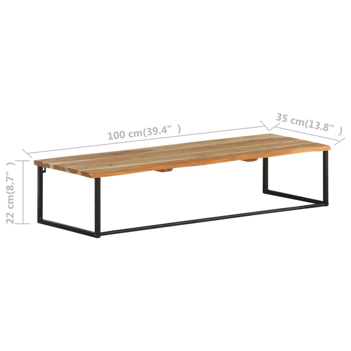 Hattehylle med knagger naturlig kant 100x35x22 cm heltre akasie