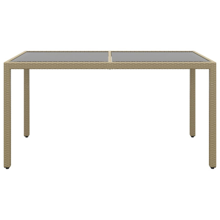 Hagebord 150x90x75 cm herdet glass og polyrotting beige