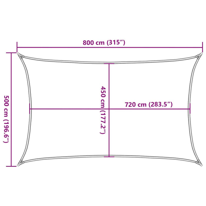 Solseil 160 g/m² antrasitt 5x8 m HDPE