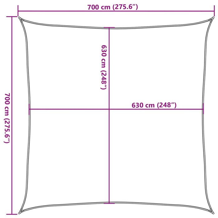 Solseil 160 g/m² gråbrun 7x7 m HDPE