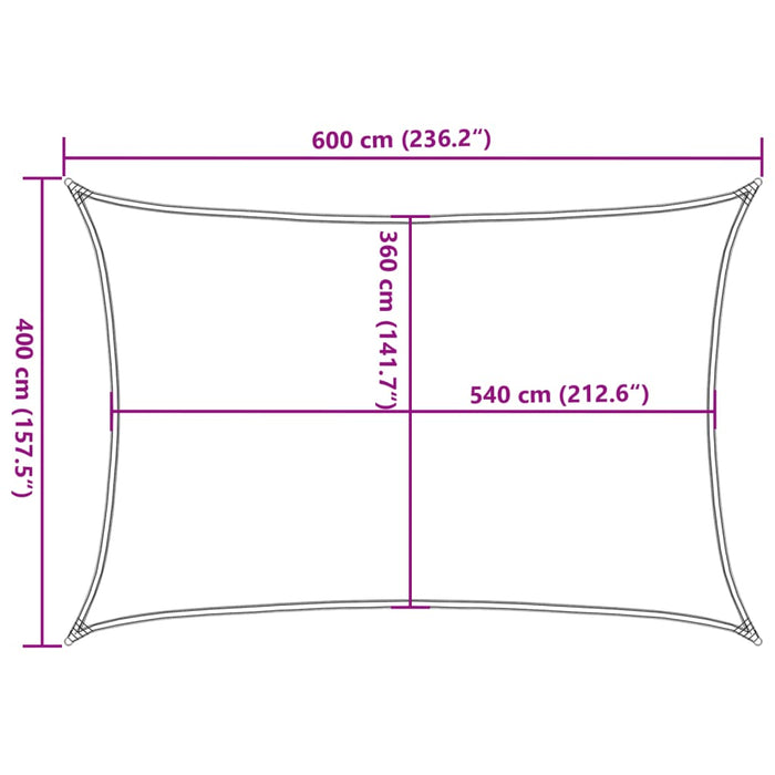 Solseil 160 g/m² rektangulær blå 4x6 m HDPE