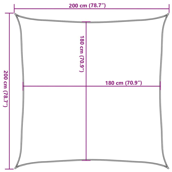 Solseil 160 g/m² rød 2x2 m HDPE