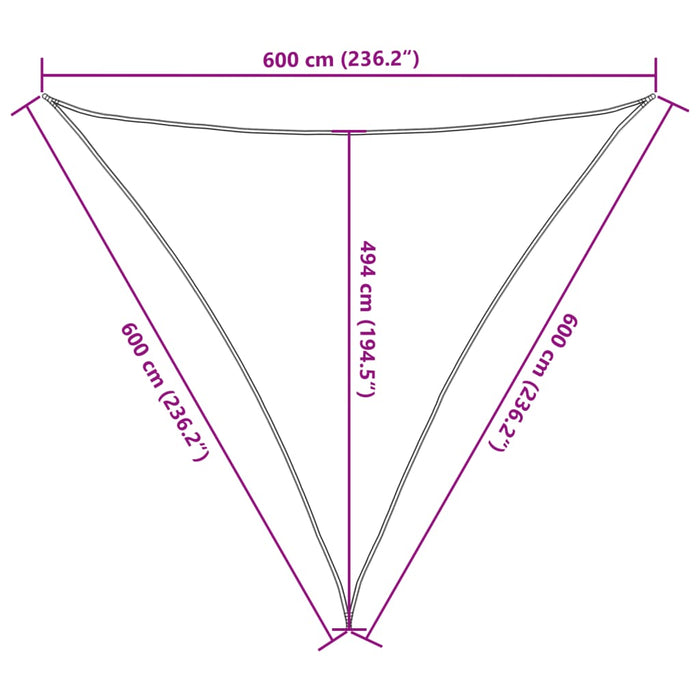 Solseil 160 g/m² svart 6x6x6 m HDPE