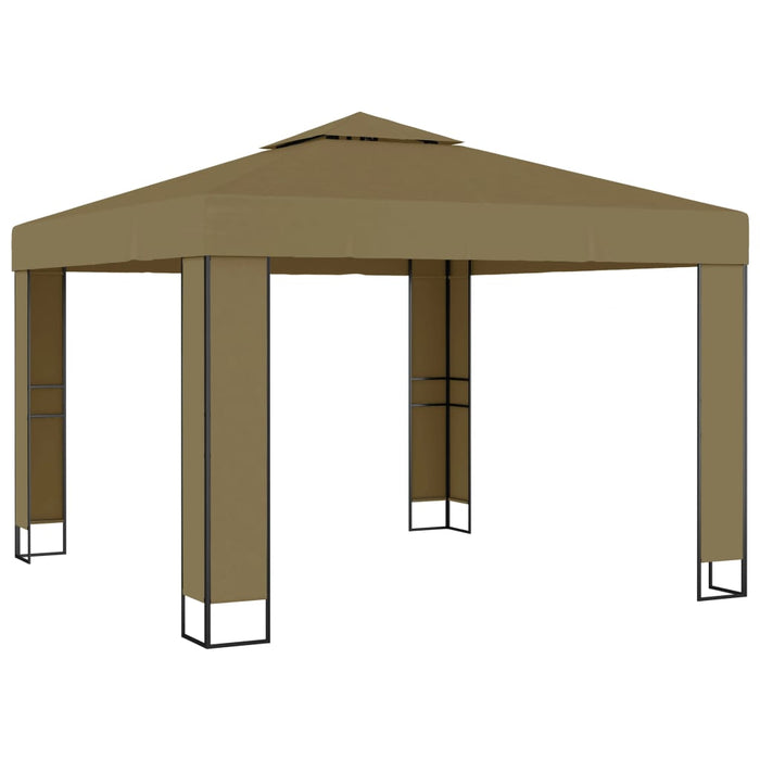 Paviljong med dobbelt tak 3x3x2,7 m gråbrun 180 g/m²