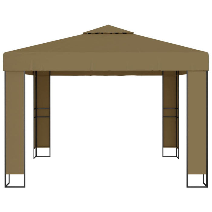 Paviljong med dobbelt tak 3x3x2,7 m gråbrun 180 g/m²