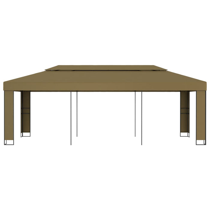 Paviljong med dobbelt tak 3x6 m gråbrun 180 g/m²