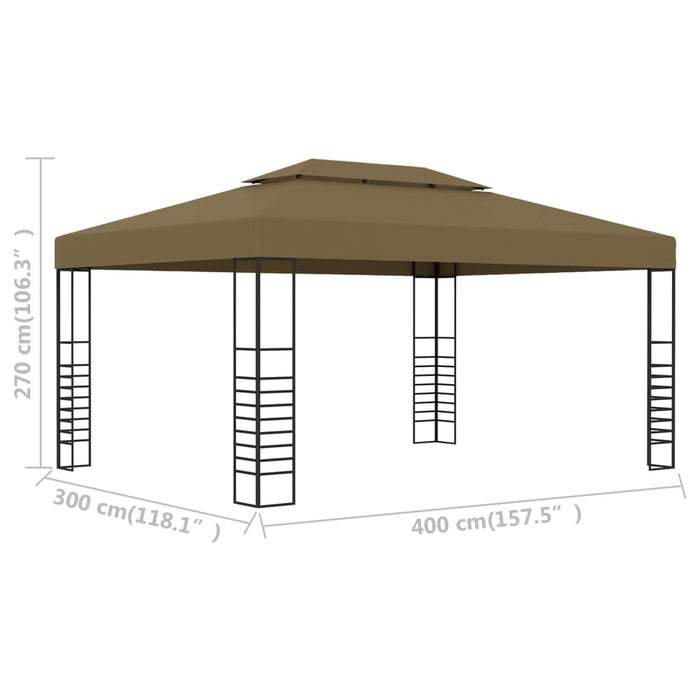 Paviljong 3x4 m gråbrun 180 g/m²