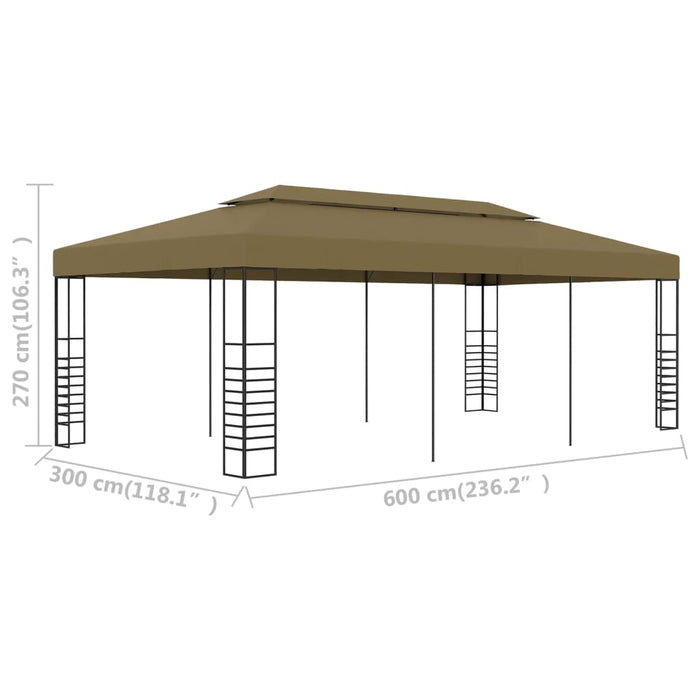 Hagetelt 6x3x2,7 m gråbrun 180 g/m²