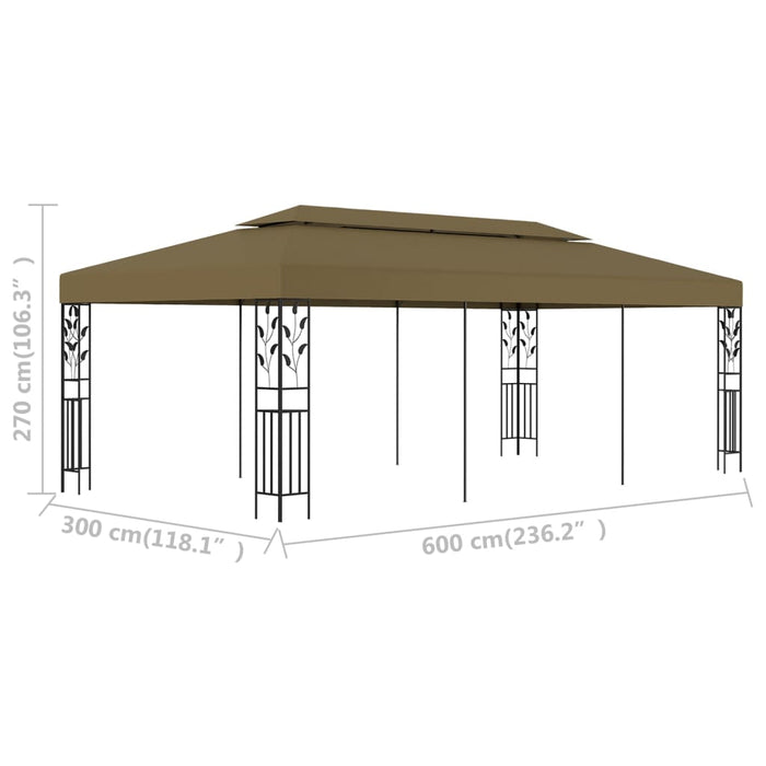 Paviljong 6x3 m gråbrun 180 g/m²