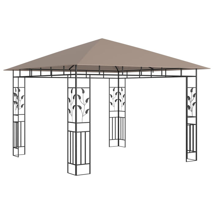 Paviljong med myggnett 3x3x2,73 m gråbrun 180 g/m²