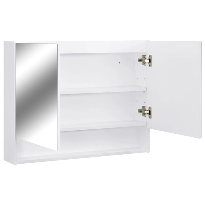 Speilskap med LED hvit 80x15x60 cm MDF