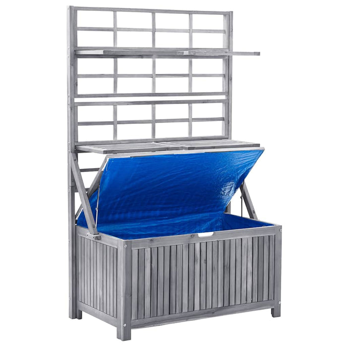 Oppbevaringsboks med espalier grå 99x55x160 cm heltre akasie