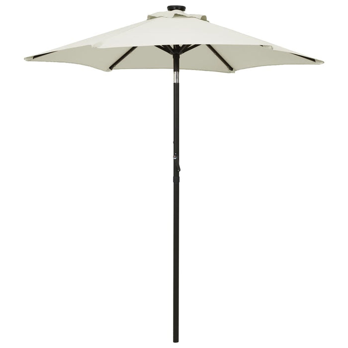 Parasoll med LED-lys sand 200x211 cm aluminium