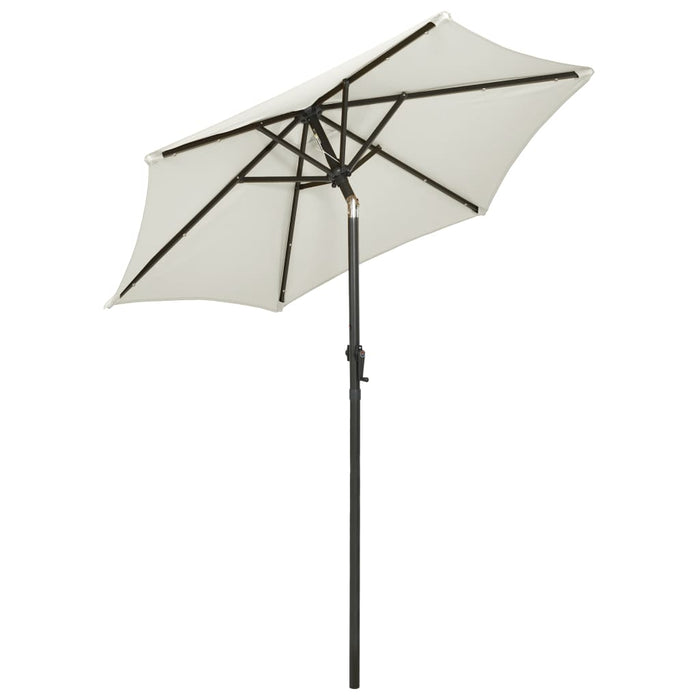 Parasoll med LED-lys sand 200x211 cm aluminium