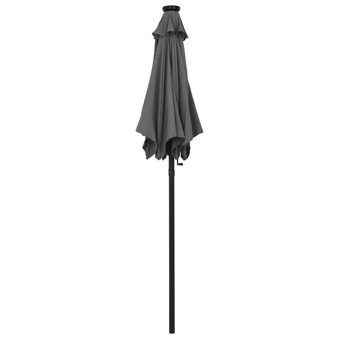 Parasoll med LED-lys antrasitt 200x211 cm aluminium